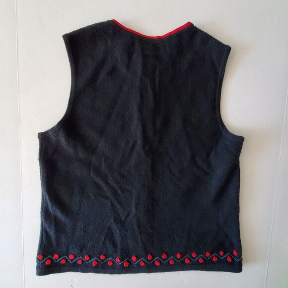 Vintage Wool Holiday Vest Embroider Topiary Charter Club Sz M Grandmacore Winter - Picture 2 of 6